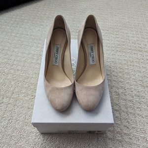 Jimmy Choo Bridget 85mm Almond Toe Suede Heels